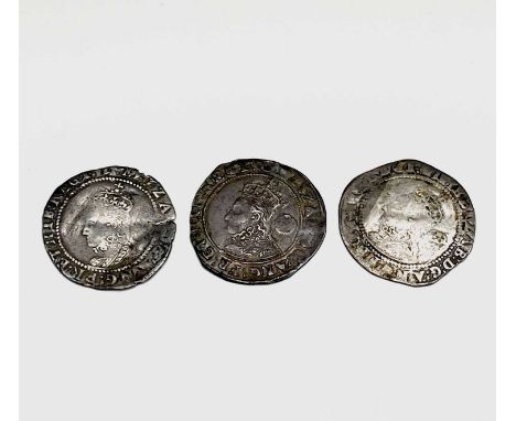 Elizabeth I, Sixpences x 3. 1600 F+, nice detail; 1601 worn, slight split; 1602 worn.

Condition: please request a condition 