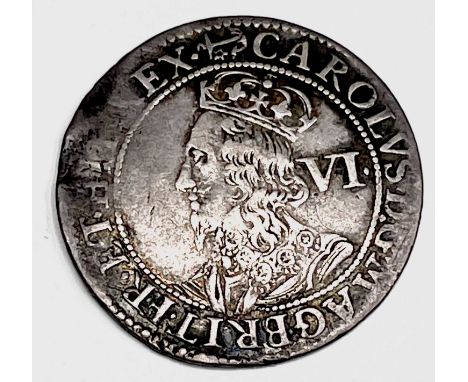 Charles I 6d Second Milled Issue 1638-9, mm Anchor and Mullet/Anchor, F+ but a few scratches on reverse.

Condition: please r