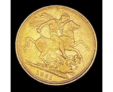 Great Britain Gold Sovereign 1881 George &amp; Dragon Additional Information: Melbourne mint mark is apparent

Condition: ple