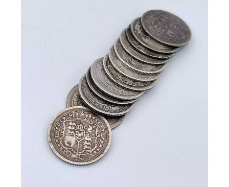 Great Britain 1/- George III 1816-1820 era (x12) A selection of up to F grade 1/- coins all with identifiable dates: 1816 (de