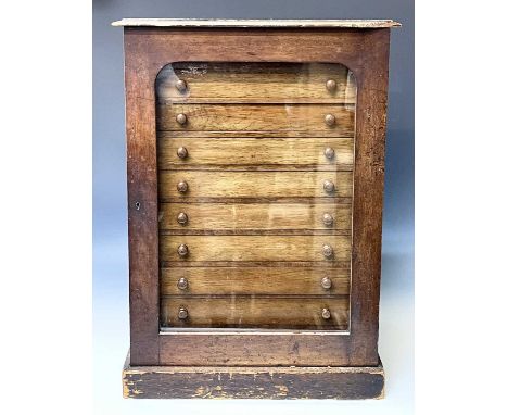 Collectors Cabinet. A 10 draw coin/general Collectors Cabinet - 27" x 19" x 13". Each drawer is glass lidded to ensure conten