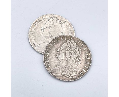 George II Shillings x 2. 1750 Plain VF, 1758 Plain F.

Condition: please request a condition report if you require additional