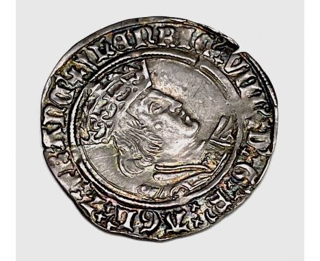 Henry VIII 1526-44 Second Coinage Groat, mm Arrow, nice grade with good detail but small edge split and scratch across sheild