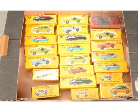 Atlas Editions Dinky British Cars, a boxed collection of vintage private vehicles, 105 Triumph TR2 Sports (3), 104 Aston Mart