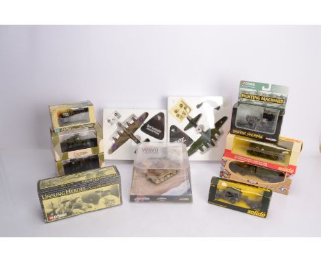 WWII and Later Military Vehicles and Aircraft, all boxed or cased, Corgi Fighting Machines, CS90076 Jeep, WWII Legends (bubbl