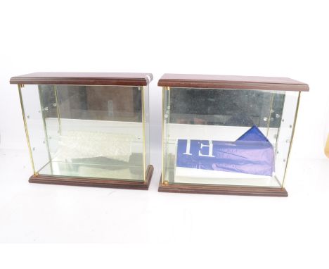 Pair of small glass/wood Display cases with front opening glass doors and mirror back,  suitable for Hornby,  Graham Farish B