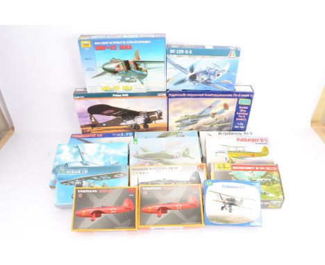 Military Aircraft Kits of European Manufacture/Design, a boxed collection 1:72 scale, MPM 72052 Mig 9, UM Mo 101 Soviet Dive 