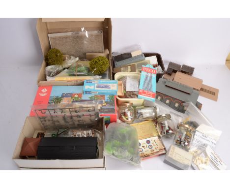 Large collection of 00 Gauge Scenic Accessories,  Heljan unmade kits, Signal Box, GWR Station, Goods Depot, Atlas Signal Towe