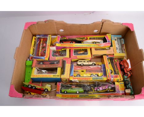 1960s and Later Matchbox, Matchbox Kingsize, boxed examples K-23 Mercury Police Car, A-1 Service Ramp, Speed Kings, K-29 Lamb