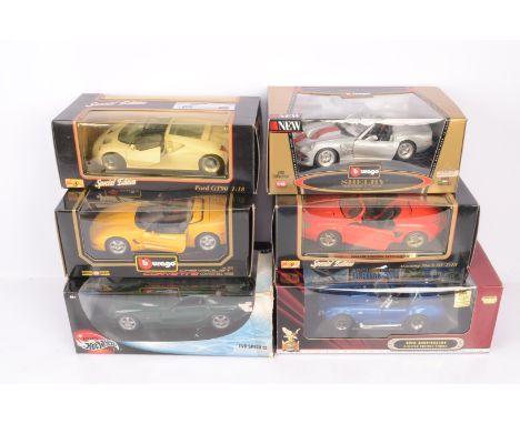 1:18 Scale Diecast  Modern American and British Sports Cars,  a boxed group Hotwheels, 50429 TVR Speed 12 (box P), Maisto 318