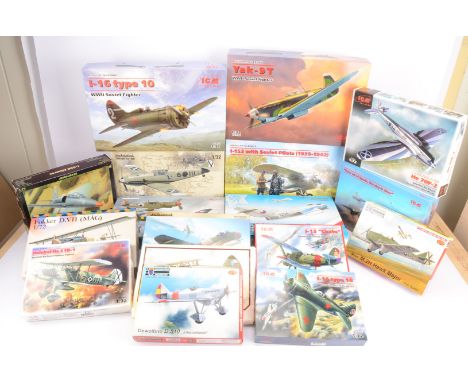 Military Aircraft Kits of European Manufacture/Design, a boxed collection 1:72 scale examples, ICM 72231 He 70F-2, DS7202 Ove