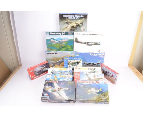 Military Aircraft Kits, a boxed collection, 1:72 scale examples Airfix A02033 Spitfire, A01055V Bristol Bulldog, A03087 Ju87B