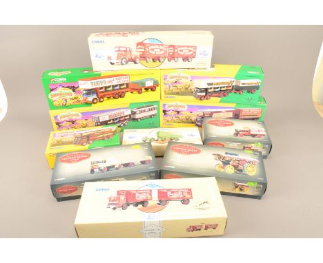 Corgi Classics Showmans Range and Vintage Glory of Steam, a boxed collection, Showmans Range 21701 John Codona's AEC closed p