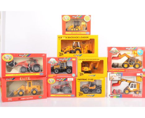 Britains 1:32 Scale JCB and Same Rubin Tractors and Farm Related Vehicles, a boxed collection, JCB, 40639 3CX Backhoe digger,