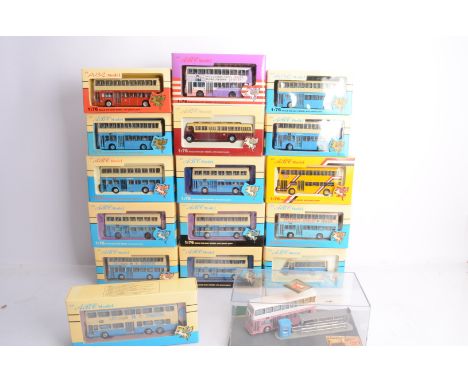 ABC Models Far Eastern Buses, all boxed/cased 1:76 scale models, double decker, Leyland Fleetline (12), Dennis Jubilant (1), 