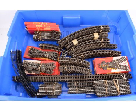 Large collection of Tri-ang and Tri-ang Hornby 00 Gauge Super4 Track and Points, Straights (12), Double Straights (7), Long S