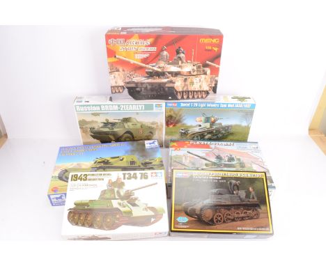 Military Kits of Far Eastern Design/Manufacture, a boxed group 1:35 scale, Trumpeter 05511 Russian BRDM, Tamiya 35059 T34 tan