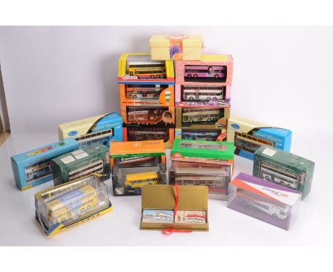 1:76 Scale Far Eastern Buses and Other Public Transport,  all boxed/cased modern buses in various liveries, double deck examp