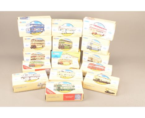 Corgi Classics Double Deck Buses, all boxed, from various regions in various liveries, Daimler, 97828 Rochdale, 97822 Derby, 