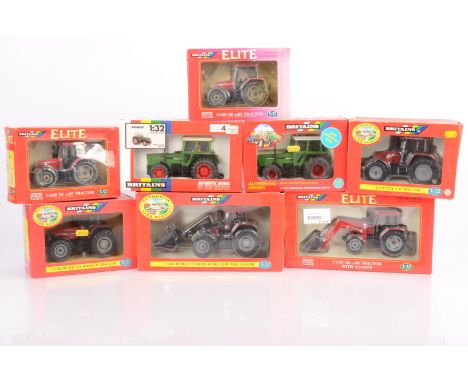 Britains 1:32 Scale Case IH and Fendt Tractors, a boxed collection, Case IH, 14774 CX80 (2) one with faded box, 00228 Maxxum 