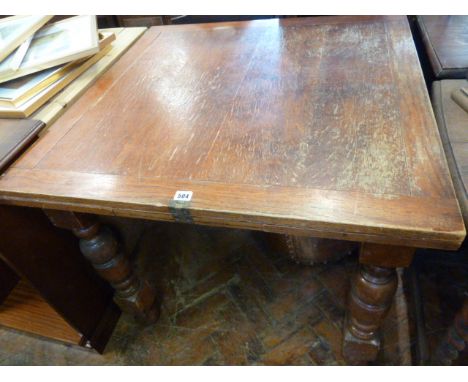 1940's Oak draw leaf table with brass hinge