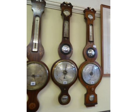 Mahogany cased mercury banjo barometer Deacon Barton 