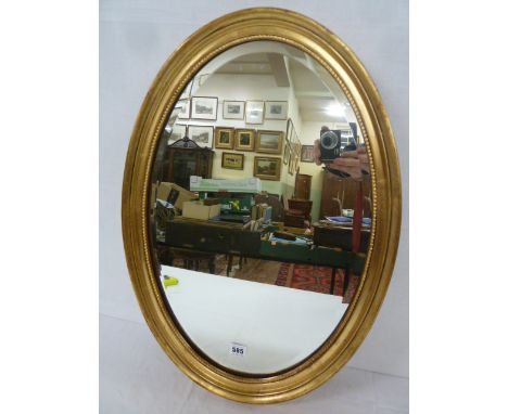 Gilt oval bevel edge mirror 