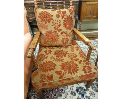 William IV oak bobbin spindle library armchair 