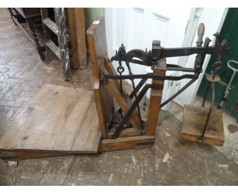19thC French elm and wrought iron potato scales 