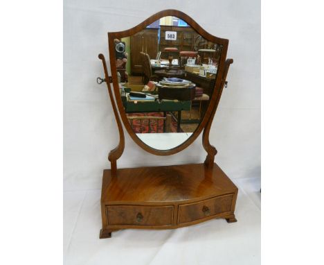 Edwardian mahogany shield shape swing mirror 