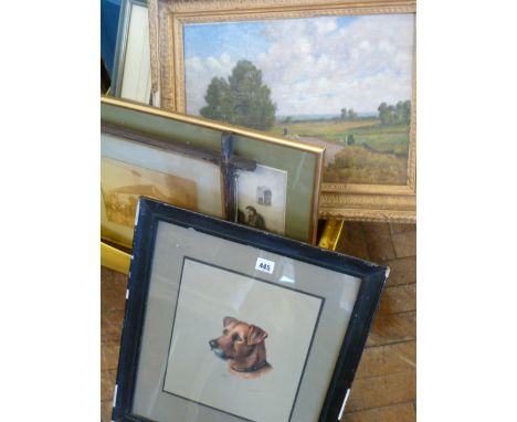 Sundry prints- Terrier portrait, landscapes etc