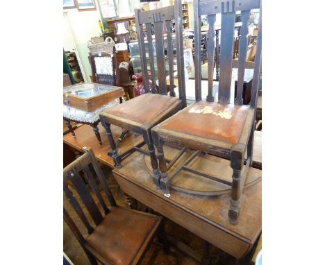 Oak twist gate leg table and 3 dining chairs