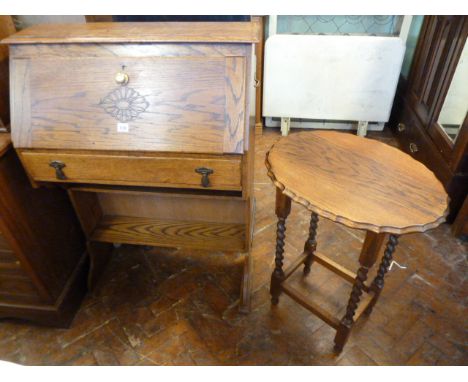 Honey oak student bureau and oval twist leg table (2)