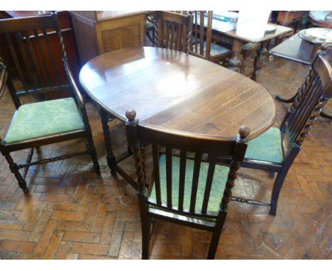 Oak twist gate leg table and 4 chairs 