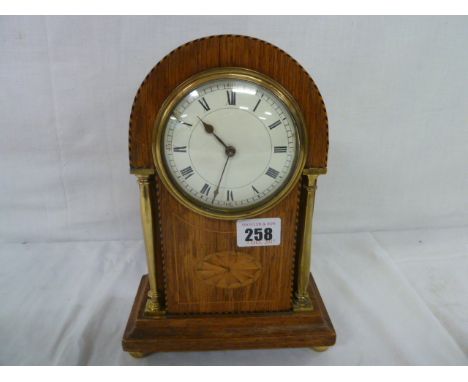 19thC Inlaid walnut dome top mantel clock