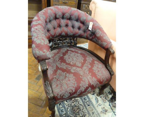 Victorian mahogany button back armchair 