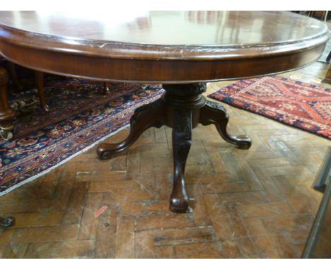 Victorian mahogany oval pedestal tilt top table 