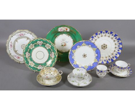 A collection of good quality early C19th English porcelain, handpainted and with gilt decoration including cups and saucers, 