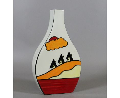 A Lorna Bailey banjo shaped ceramic vase decorated in the Somerville design.