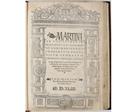 AZPILCUETA NAVARRO, Frei Martin de, C.R.S.A.- MARTINI | AB AZPILCVETA NAVARRI | ET CONIMBRICENSIS | IN DECRETIS PONTI- | FICV