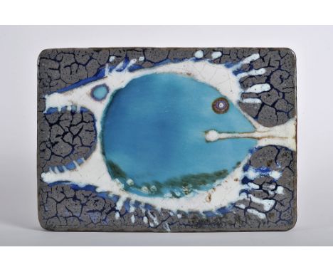 QUERUBIM LAPA - 1925-2016, Untitled, polychrome ceramic plaque en relief, signed from Lisbon, Dim. - 4,5 x 36 x 25 cm