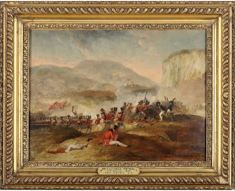 Battle of Roliça, oil on wood, English School, 19th C., minor faults on the pictorial layer, small cracks on the wood, signed