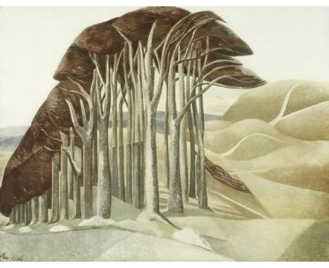 Paul Nash (British, 1889-1946)Wood on the Downs Offset lithograph printed in colours, on wove, published by the Fine Art Trad
