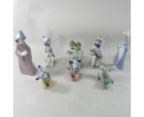 A collection of decorative figures, to include Nao, highest 27cm