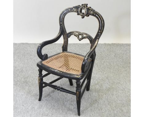 A Victorian mother of pearl inlaid child's chair