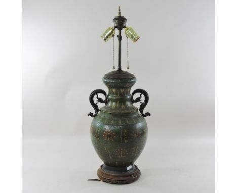 A cloisonne enamel table lamp, 70cm high