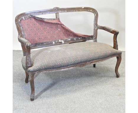 A 19th century French show frame sofa frame, 130cm