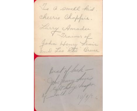 Boxer, John Henry Lewis x2 signed vintage album pages. John Henry Lewis (May 1, 1914 - April 18, 1974) was a hall of fame Ame