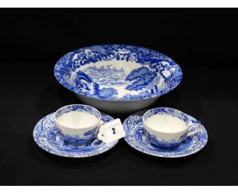     A Spode`s Italian Circular Bowl, Together With Two Spode Cups &amp; Saucers         