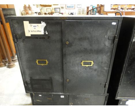     A Vintage Two Door Bank Document Cupboard With Label For John Tann Ltd, London, 30" Across, 27" High                     
